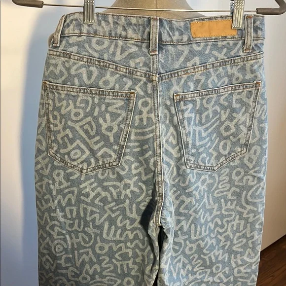 Cotton On Blue Patterned Flare Jeans - Picture 3 of 5